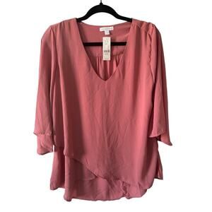 NY&C Pink V-Neck Chiffon Blouse